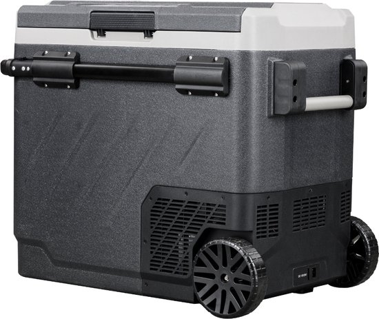 Steamy-E Dual Zone Roller Elektrische Compressor Koelbox Op Wielen - 60 liter - 12V en 230V - voor auto en camping - Zwart