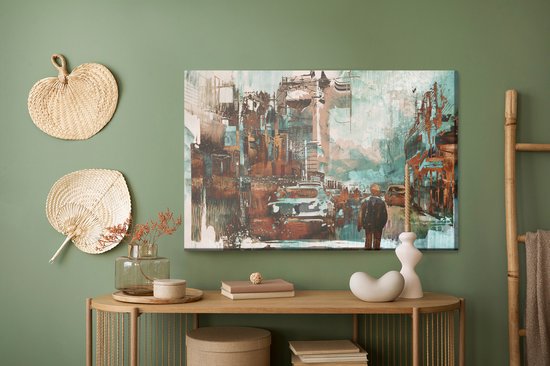 Peinture Roi - Toile colorée abstraite Ville - 120 x 80 cm