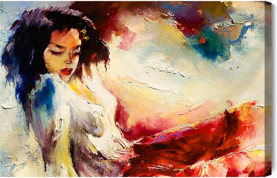 Painting King – Peinture à l'huile sur toile représentant une belle fille sexy – 30 x 20 cm