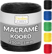 Creative Deco Macrame Koord Katoenen Koord | Zwart 200 m | 2-3 mm Dikte