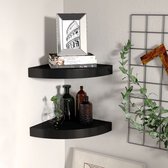 The Living Store Hoekplanken - Hoekschap - Decoratief - 25 x 25 x 3.8 cm - Zwart - Honingraat MDF en Metaal