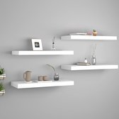 The Living Store Wandplanken - Set van 4 - 60x23.5x3.8cm - Onzichtbaar montagesysteem - Hoogwaardig MDF en metaal