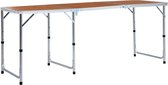 The Living Store inklapbare campingtafel - aluminium en MDF - 180 x 60 cm - draagvermogen 30-50 kg