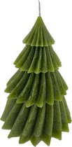 Home Society - kerstboomkaars Windy - Groen - L - 17 x 13 x 13 cm - Doos 6 stuks