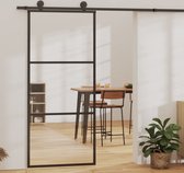 The Living Store Schuifdeur - Glasdeur - 90 x 205 cm - Transparant ESG-glas - Aluminium Frame
