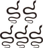 Amscan nep slangen 35 cm - 5x stuks - zwart - Horror/griezel thema decoratie dieren
