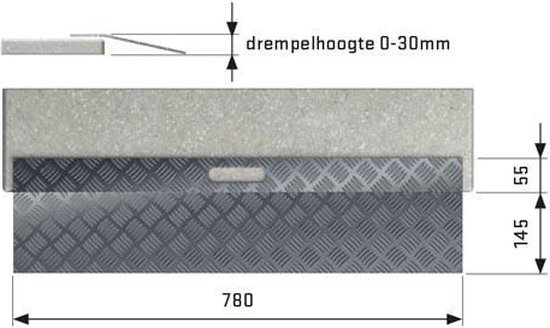 Deluxe Drempelhulp - Type 2 - RAL 7021 - 400 x 780 mm - hoogte toepasbaar 30-70 mm - Zorg Totaal