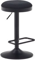 Kave Home - Zaib-kruk in zwart chenille en staal met matzwarte afwerking, 58- 80 cm hoog
