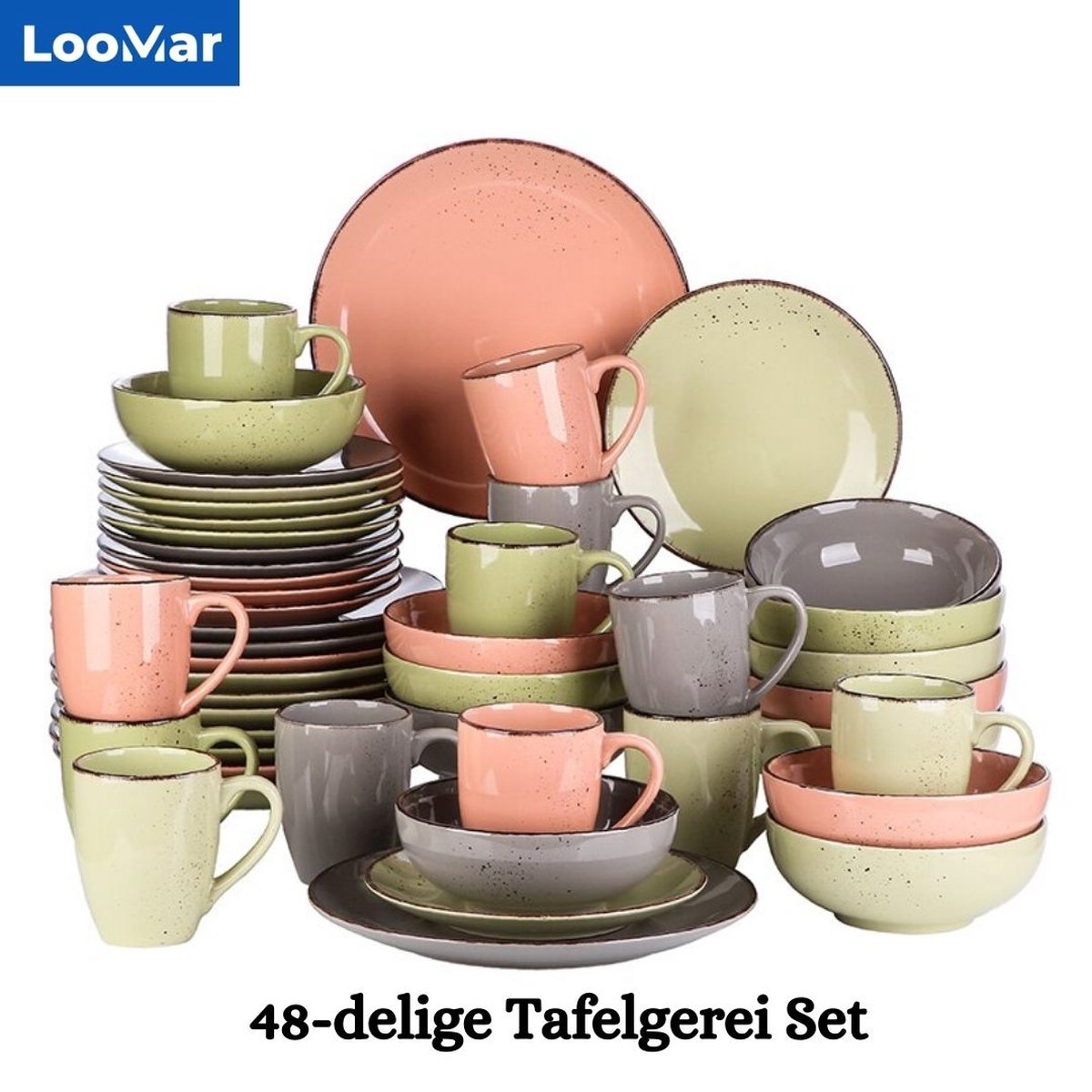 Ensemble de vaisselle LooMar - 12 pièces - 6 personnes - Céramique - Luxe -  Service