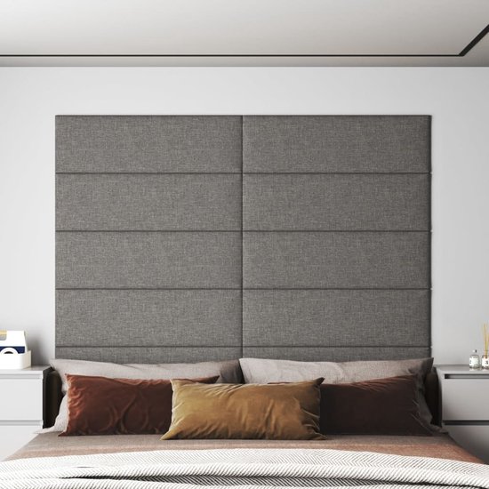 The Living Store Wandpanelen - lichtgrijs - 90 x 30 cm - ademende en duurzame stof - warmte- en geluidsisolatie - geschikt voor slaapkamer - woonkamer of studeerkamer - 12 stuks