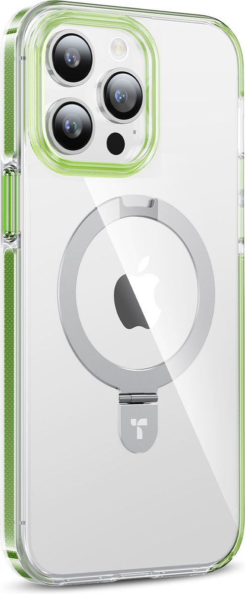 Torras geschikt voor iPhone 15 Pro Magsafe hoesje met Kickstand standaard - Green