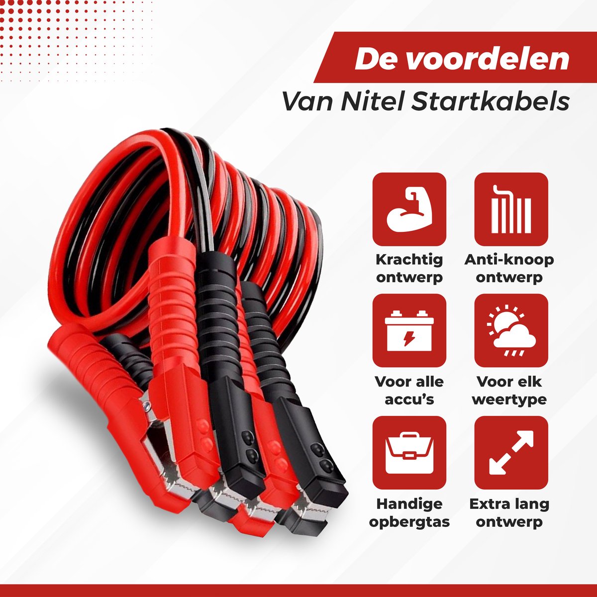 Strex Startkabels 25 mm2 - 3.5M - 750A - Extra Robuust