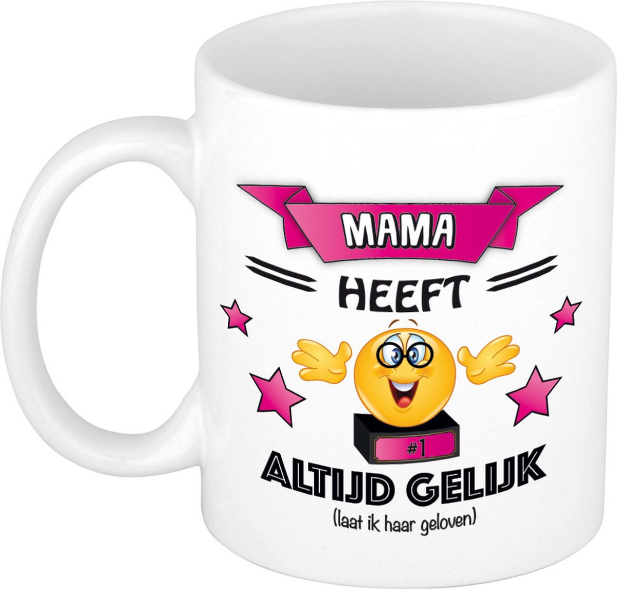 Bellatio Decorations Mama heeft altijd gelijk cadeau mok - roze - 300 ml - keramiek - moederdag