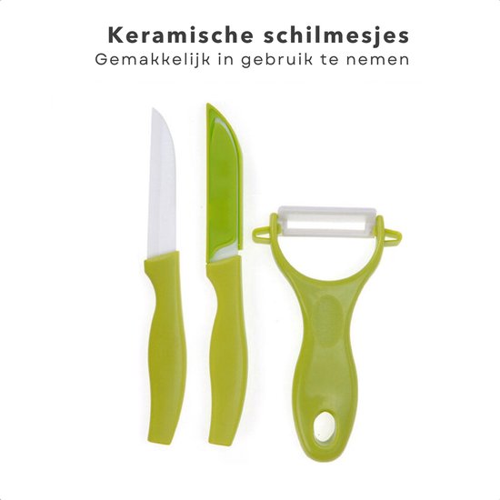 Cheqo® Set de Couteaux à peler en céramique - Éplucheur - Set de couteaux  d'office 