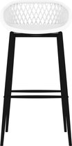 The Living Store Barstoelen - Set van 2 - Wit - 48x47.5x95.5 cm (BxDxH) - Ergonomisch ontworpen zitting - Lage rugleuning met mesh-look - Robuust PP materiaal - Gepoedercoat metalen poten - Eenvoudige montage - Levering bevat 2 barstoelen