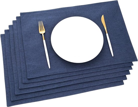 Set de table en tissu bleu foncé, set de table en tissu, dessous de verre  en lin | bol