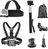 YONO Accessoires Set geschikt voor GoPro en Action Cams - Borst Harnas - Hoofdband - Stick - Mounts - Opbergzakje