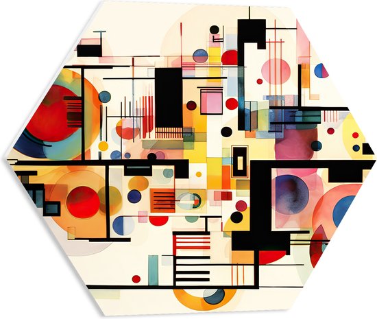 PVC Schuimplaat Hexagon - Geometrische Print in Verschillende Kleuren - 50x43.5 cm Foto op Hexagon (Met Ophangsysteem)