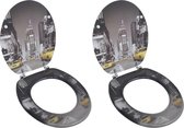The Living Store New York Toiletbril - MDF - Verstelbaar - 43.7 x 37.8 cm - Inclusief 2 stuks