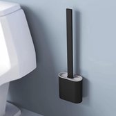 Brosse WC avec Support – Brosse WC – Siliconen – Autoportante Et Suspendue – Zwart