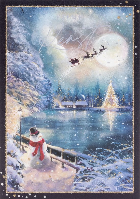 Kerstkaarten Set Kerst In Het Bos - Art Group - 24 Luxe Kerstkaarten 8 X 3 Designs 16x16 Cm Inclusief Enveloppen