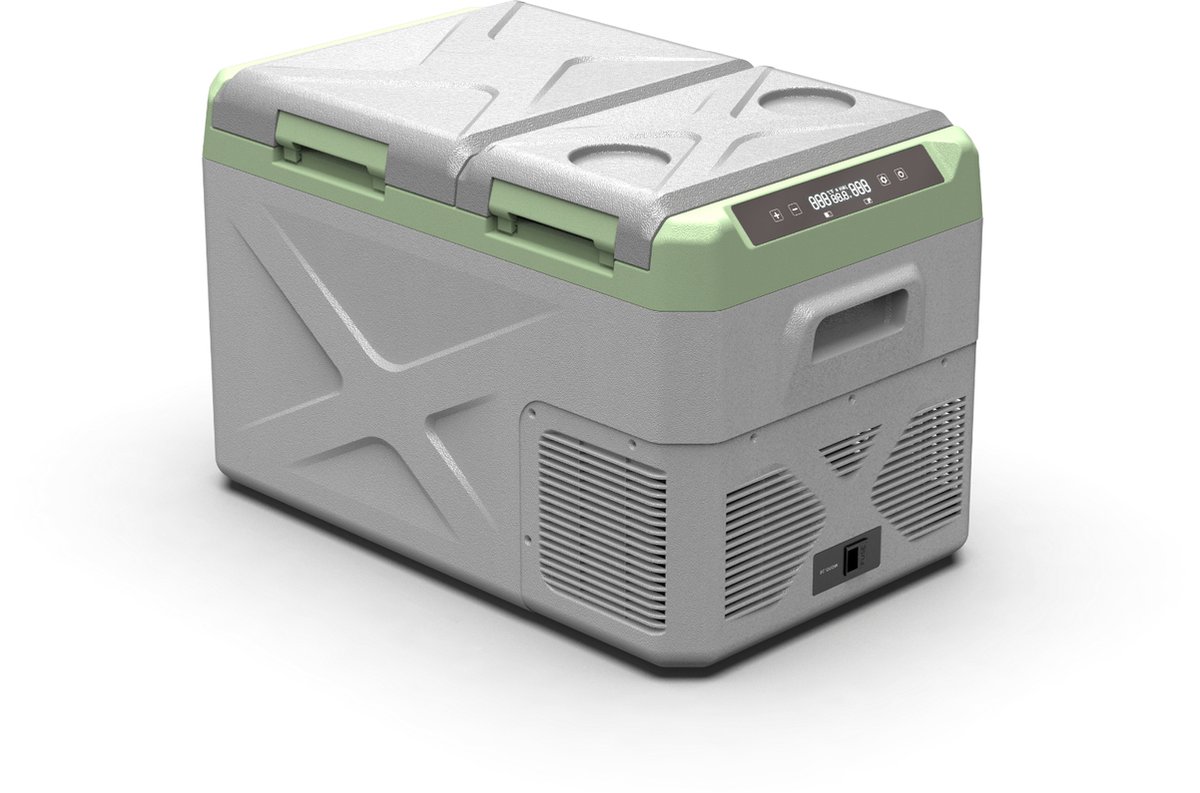 Steamy-E Single Zone Elektrische Compressor Koelbox - Dual Compartment - 25 liter - 12V en 230V - voor auto en camping - Grijs