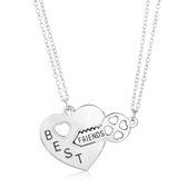Lumici® | BestFriends With Key Necklace - Bff Necklace - Double - Heart - Heart - Heart - Gift For Women / Friends - Friendship Gift - Friends - Friend - Best - Best - Friends - Girlfriend - Boyfriend - Surprise - Argent