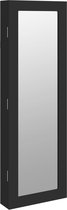 vidaXL - Sieradenkast - met - spiegel - wandgemonteerd - 30x8,5x90 - cm - zwart