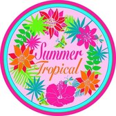 Luxe ronde badlaken/strandlaken Fresco grote handdoek 140 cm - Tropische zomer/bloemen print