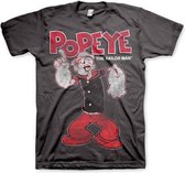 Popeye Heren Tshirt -L- Distressed Sailor Man Grijs