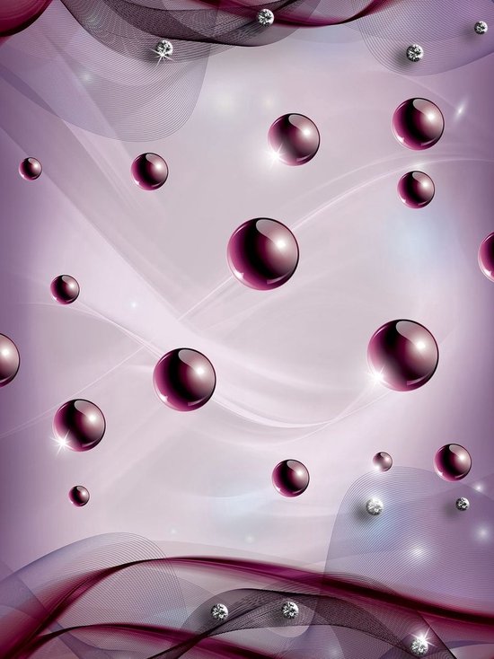 Fotobehang - Vlies Behang - Paarse Orchideeën Kunst - 368 x 254 cm
