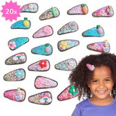 Winkrs® - Haarspeldjes voor meisjes - 20 Haarclips met Glitter, Bloemen, Regenboog - Set Haarspeldjes Kind