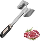 Premium Vleeshamer 26 cm - Dubbelzijdige Aluminiumlegering Vleeshamer 64 stekels & Plat, Zwaar Belastbare Vleeshamer - Met Antislip Handgreep - Voor Steak, Kip, Varken - Vaatwasmachinebestendig