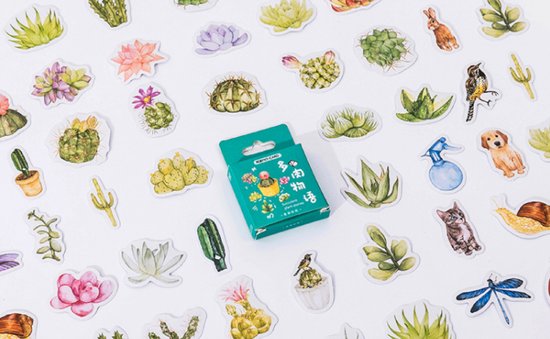 Bullet Journal Stickers – Planner Agenda Stickers – 45 Stuks – Succulent – Planten – Botanisch – Succulent Plant Stories – Scrapbook stickers – Bujo stickers – Stickers volwassenen en kinderen