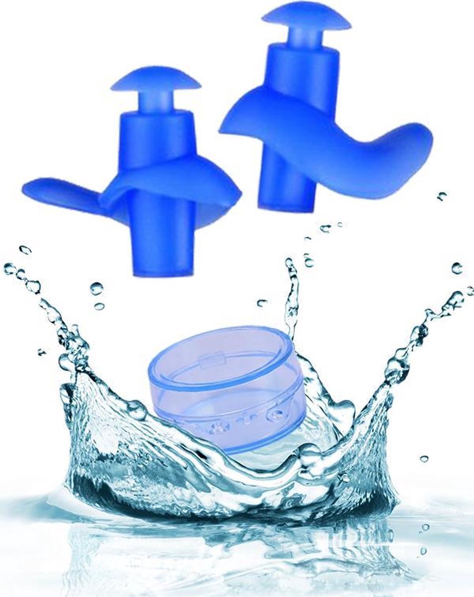 Goedkoopste 2 Paar Siliconen Oordoppen - Zwem oordopjes - 4 stuksOordopjes voor Zwemmen - Gehoorbescherming - Blauw - van Heble®