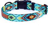 Zdolne Bestie - Halsband hond met gespsluiting - Maat M 32-42cm - Breedte 2cm - Turquoise avontuur