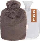 Sefya® XXL Kruik 3 L met Hoes en Rits – Warmwaterkruik – Extra zacht – 3 Liter – Tot 8 uur lang warm – Grijs