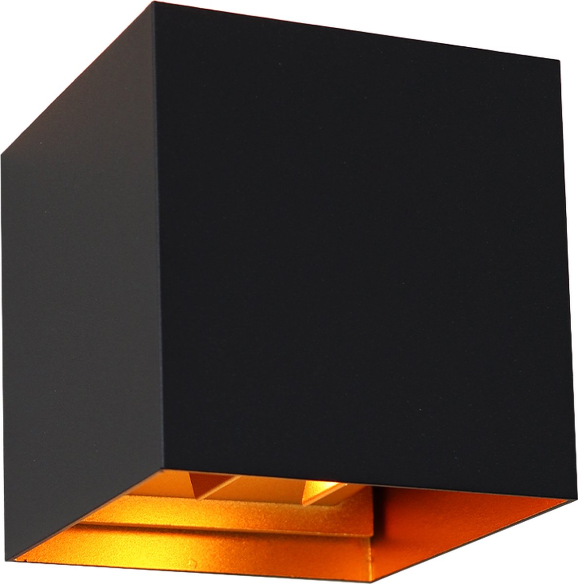 Olucia - DION - Wandlamp - Zwart / Goud - Vorm: Vierkant