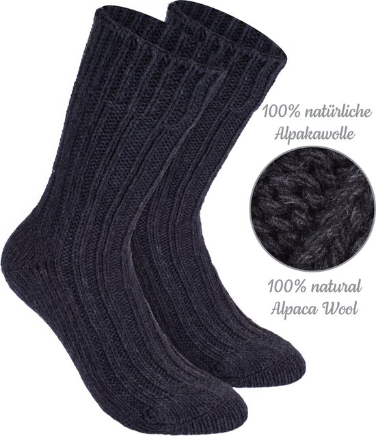 BRUBAKER 4 Paires de Chaussettes en Laine d'Alpaga – Grijs – Taille 35-38