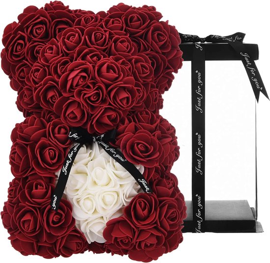 Teddybeer Rozen - Rozen - Geschenkdoos - Rode Wijn - Voor Vrouw - Valentijn Cadeau - Moederdag