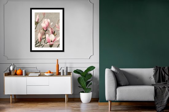 Cadre photo avec affiche - Fleurs - Rose - Botanique - Nature - 60x80 cm - Cadre pour affiche