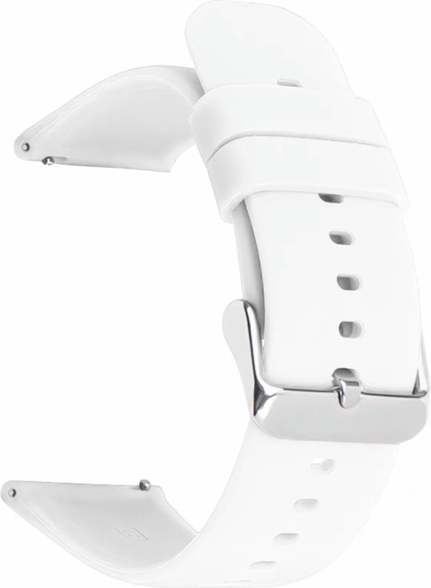 Zachte siliconen band met gesp - 22 MM - Wit - Smartwatchband compatibel met Samsung Galaxy Watch 3 45mm, Huawei Watch 4, 4 Pro, GT2 46mm, GT 2 Pro, GT 3 Pro, GT 2e, GT Active Watch, Watch 3, Watch 3 Pro, Watch GT Runner, GT3 46mm, Xiaomi Amazfit