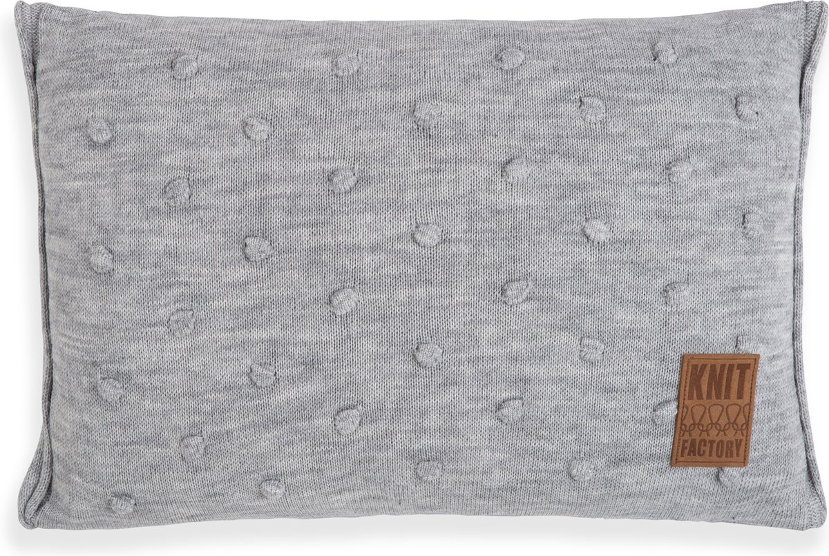 Knit Factory Noa Sierkussen - Licht Grijs - 60x40 cm - Kussenhoes inclusief kussenvulling