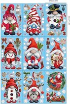 Raamsticker - Kerst - Gnoom Rood - Raamdecoratie - Statisch - Raamfolie - Zelfklevend - Sticker - 9 vellen