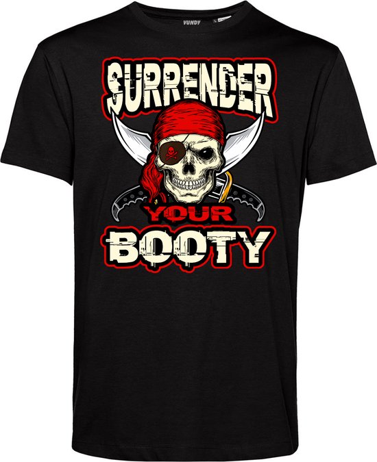 T-shirt Surrender Your Booty | Halloween Kostuum Volwassenen | Halloween | Foute Party | Zwart | maat XS