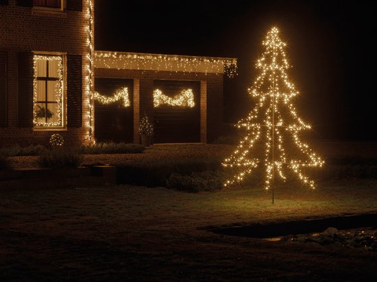 Lumineo Kerstboom vorm - LED warmwit buitenverlichting - vrijstaand - 300cm  | bol