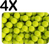BWK Stevige Placemat - Tennis Ballen op een Hoop - Set van 4 Placemats - 45x30 cm - 1 mm dik Polystyreen - Afneembaar