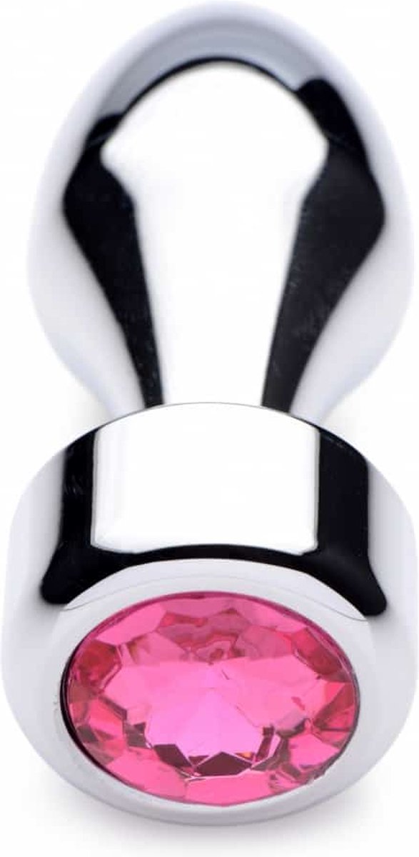 Aluminum Buttplug Met Roze Kristal - Klein