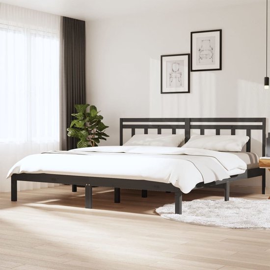 Bedframe met hoofdbord massief hout wit Super King Size kopen