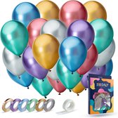 Fissaly 42 Pièces de Ballons Métalliques Chromés avec Accessoires - Décoration de Fête d'Anniversaire - Hélium - Latex